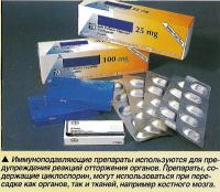 Иммуноподавляющие препараты используются для предупреждения реакций отторжения органов