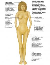 Признаки физических и физиологических изменений при анорексии